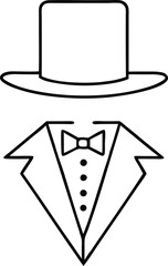 Event dress code thin line icon set. Containing clothes, tuxedo, shirt, suit, tie for wedding, ceremony, celebration, festival and other. Vector illustration