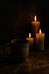 Cozy Candlelight with Coffee Mug - Warm and Relaxing Mood
