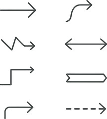 Arrow icons set – outline, direction, navigation symbols for design projects