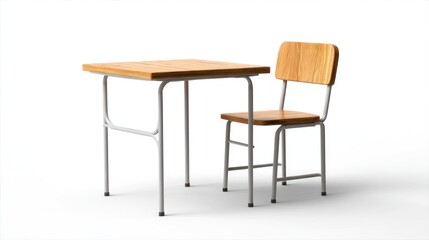 Simple wooden student desk and chair (1)