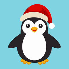 Naklejka premium penguin with santa hat