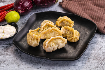 Steamed Nepali Momo stuffed dumplings