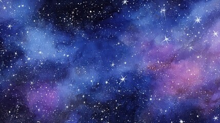 Naklejka premium Vector cosmic watercolor illustration. Colorful space background with stars.