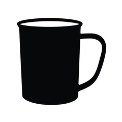 A simple black silhouette of a mug a cup for hot beverages tea coffee