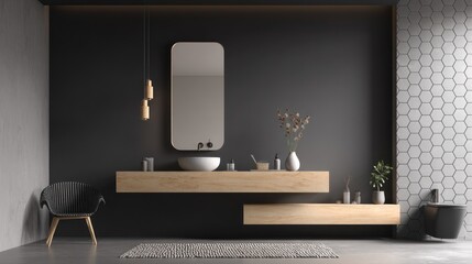 Modern minimalist bathroom with floating vanity