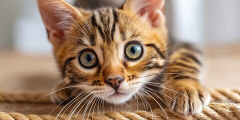 photo of playful kitten bengal 