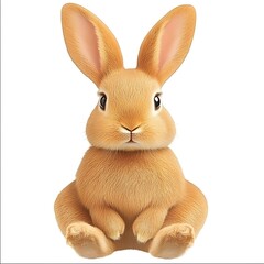 Fototapeta premium Isolated fluffy golden bunny sitting upright on a pristine white backdrop