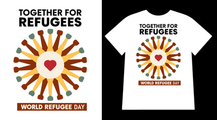 World Refugee Day T-Shirt – Hands Forming Circle of Solidarity with Radiating Lines of Hope

