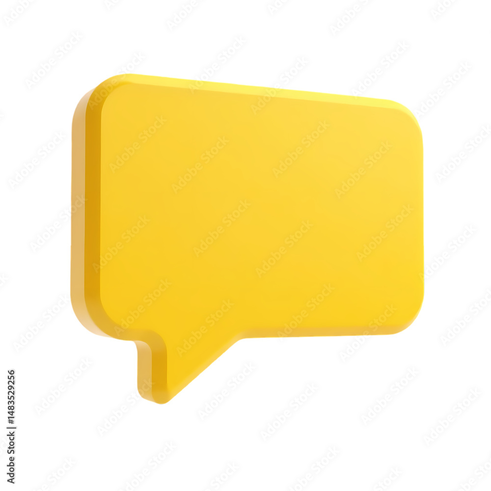 Poster a single yellow speech bubble with a rounded rectangular shape on a black plain background isolated 
