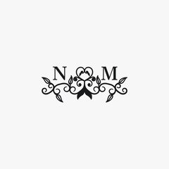 NM Initials Wedding Logo Vector Art  Icons  and Graphics
