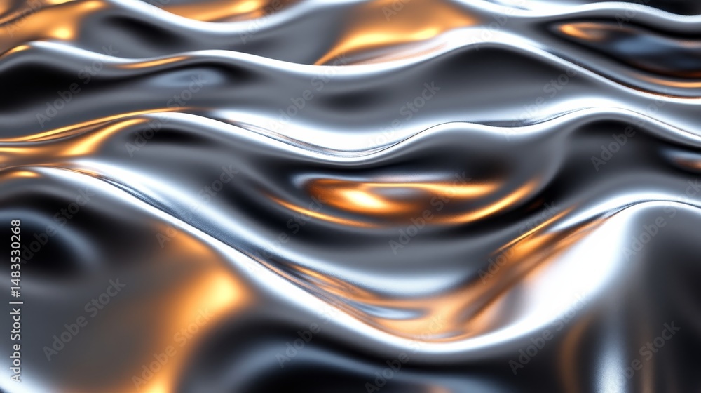 Aufkleber abstract digital rendering of flowing metallic material.