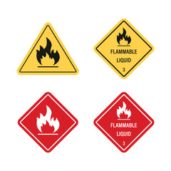 Flammable Liquid Sign. Icon Set Vector Design.