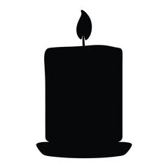 Simple Black Silhouette of a Lit Candle with a Flame