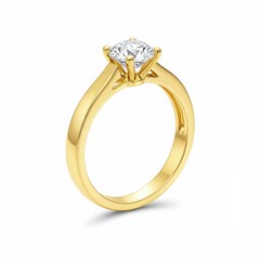 Diamond gold ring isolated on white background for engagement, wedding, anniversary, or fashion