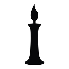 Simple Black Silhouette of a Lit Candle with a Flame