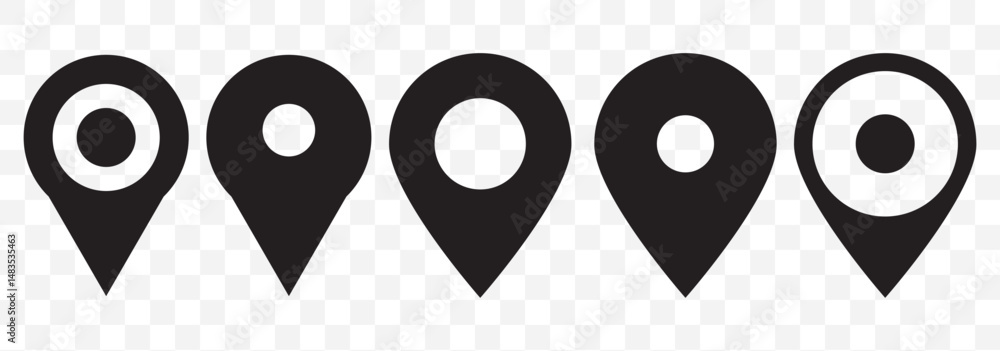 Poster location marker, map pin icon set. flat icon set of location and map pins. map pin place marker. loc