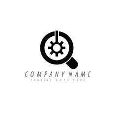 Company Logo Design  Magnifying Glass and Gear Icon