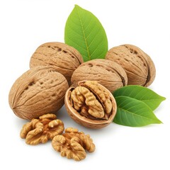 Walnuts isolated on white background for healthy eating, snacks, and culinary use