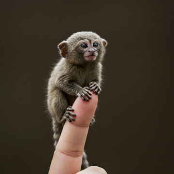 Adorable Pygmy Marmoset: Tiny Monkey on Finger