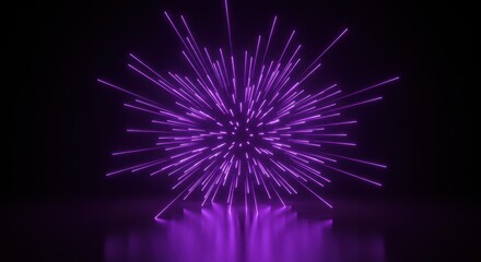 Purple Neon Light Burst Abstract Art