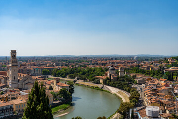 Panoramic View of Verona with Adige River and Historic Architecture