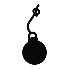 A Simple Black Silhouette of a Hanging Bomb Ornament Decoration