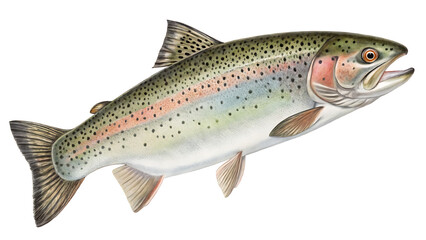  trout fish isolated on white background PNG. AI GENERATED