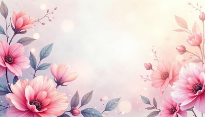 Delicate watercolor floral with soft pastel hues, dreamy and romantic aesthetic, soft, floral