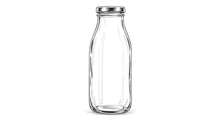 Clear glass beverage bottle with metal lid