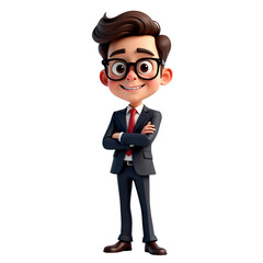 3D Cartoon Businessman Illustration isolated on transparent background