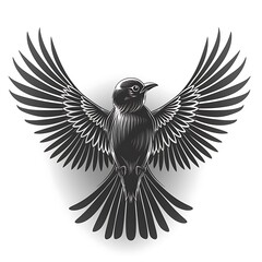 Obraz premium Monochrome bird vector art with extended wings pose high resolution photo