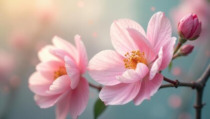 Delicate pastel blooms with soft focus, creating a romantic, ethereal backdrop, background, romantic