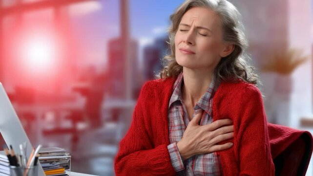 Cardiac distress: person grasps chest area, illustrating coronary issue, heart malfunction, blood flow complication, myocardial injury, artery blockage, vascular ailment, emergency symptoms.