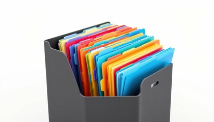 Organizing colorful file folders office space stock photo professional environment top view efficient workflow