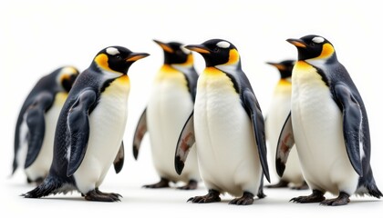 Fototapeta premium Group of playful penguins antarctic habitat wildlife photography icy environment close-up view nature's wonders