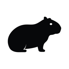 Black Silhouette of a Capybara Sitting Profile View Illustration Graphic Design