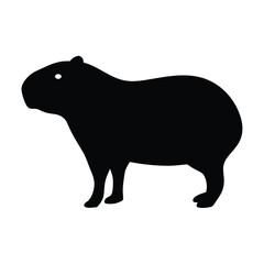 Obraz premium Black Silhouette of a Capybara a Large Rodent Native to South America