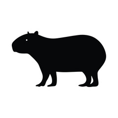 Black Silhouette of a Capybara Large Rodent of South America
