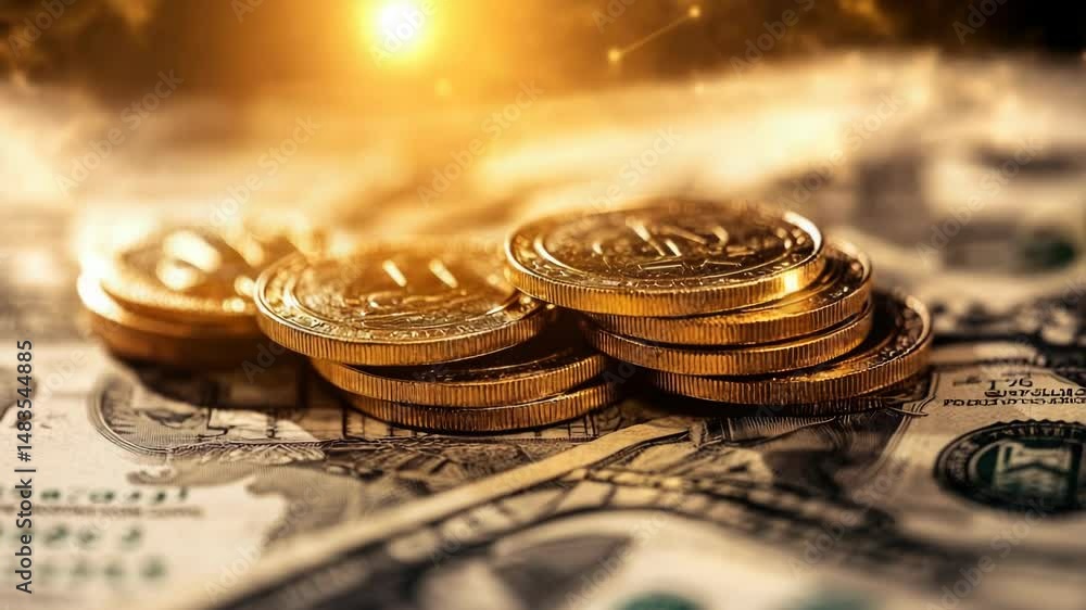 Aufkleber a large sum of money piled high with multiple layers, great for financial or economic concepts