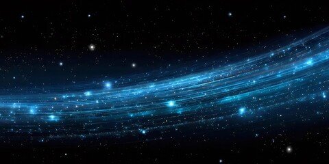 暗い背景に青い星雲とライトトレイルの抽象的な星空の背景画像
