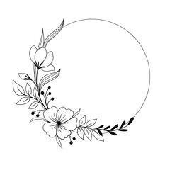 Hand drawn botanical floral elements in line art and silhouette style.