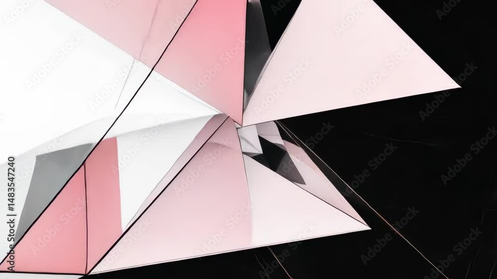 Poster abstract polygonal forms with sharp edges and pink white black facets graphic pattern backdrop