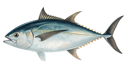  tuna fish isolated on white background PNG. AI GENERATED