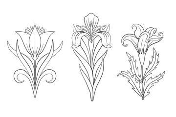 Art nouveau style flower plant basic element.