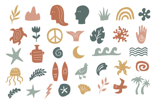 Boho groovy palm tree beach sun sea stickers