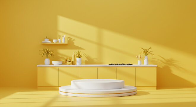 Minimalist Yellow Kitchen Design Modern White Platform Home Decor Inspiration