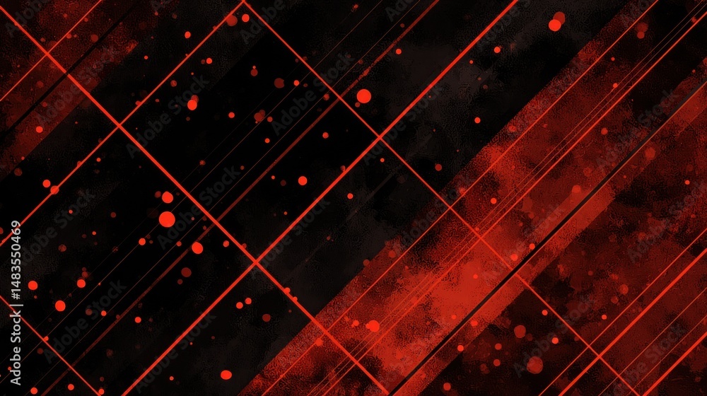 Aufkleber abstract red and black grid design: a dynamic visual composition