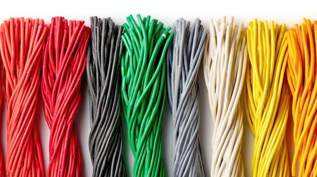 Colorful wires arranged in rows