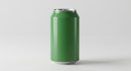 Minimalist Green Aluminum Can on White Background