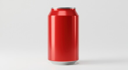 Clean Red Soda Can on White Background